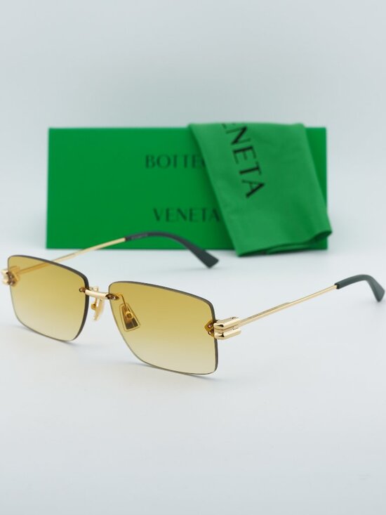 Bottega Veneta Accessories - Bottega Veneta BV1126S 006 Rectangle Sunglasses - Gold\Yellow